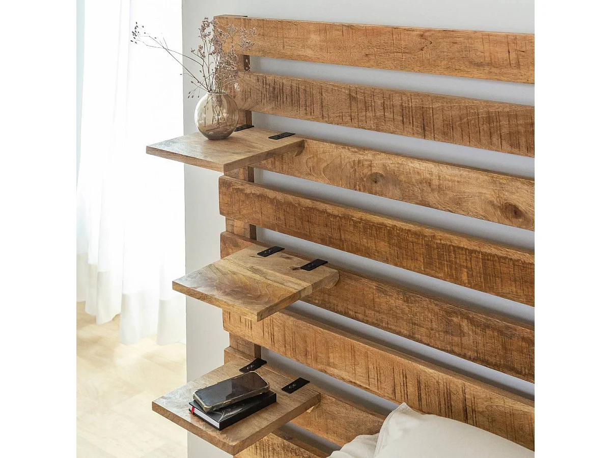Cabecero de madera con estante Marais - Elegancia bohemia y minimalista con almacenamiento práctico