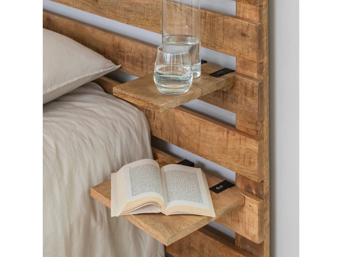 Cabecero de madera con estante Marais - Elegancia bohemia y minimalista con almacenamiento práctico