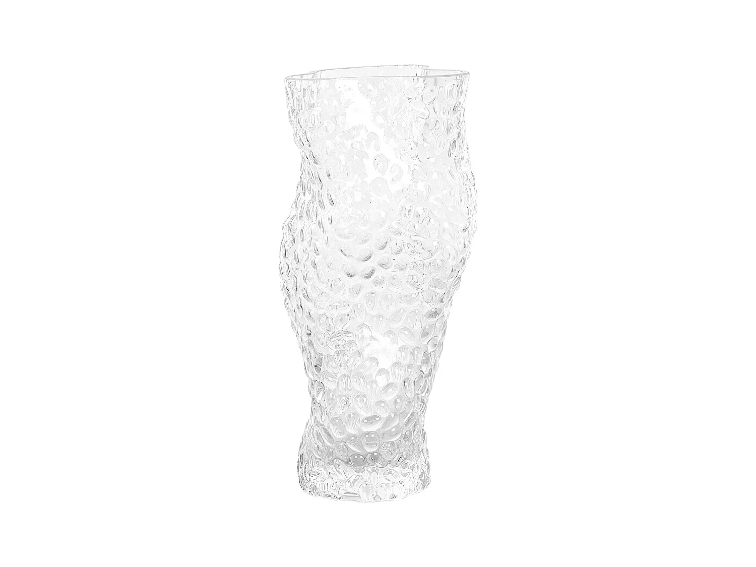 Deko Blumenvase Glas transparent 23cm geschwungen Struktur breite Öffnung Elatos