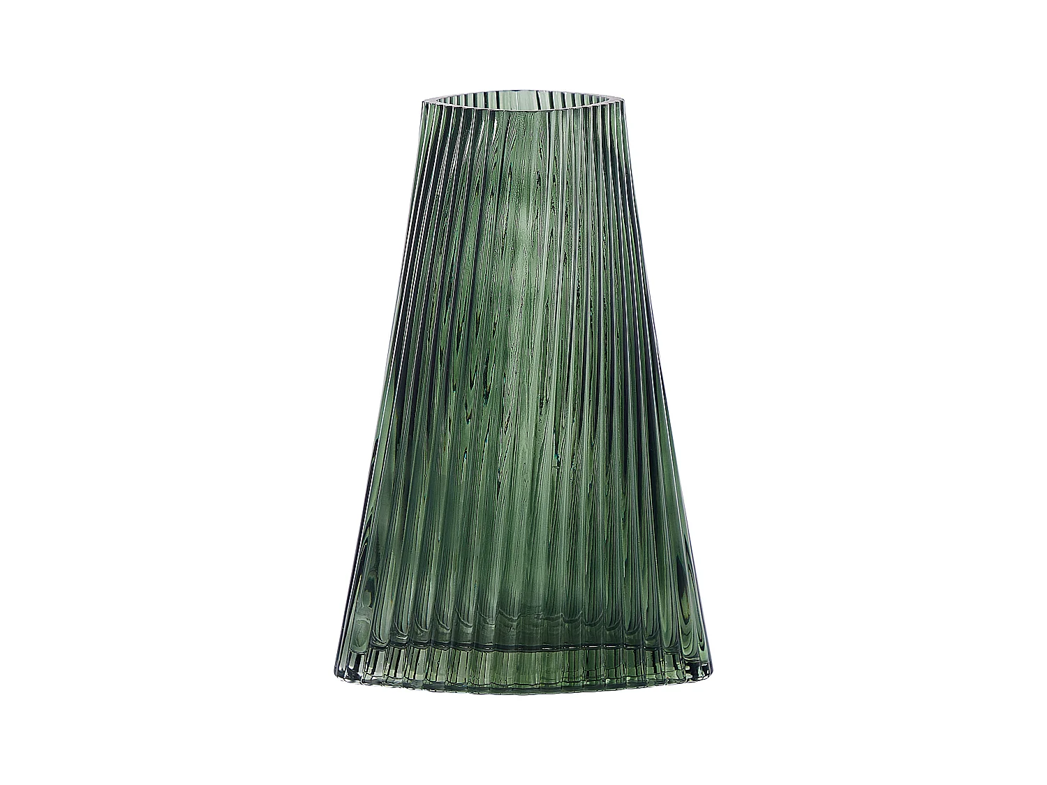 Hohe Deko Blumenvase Glas grün 26 cm mit Rillen breiter Öffnung Modern Marpissa