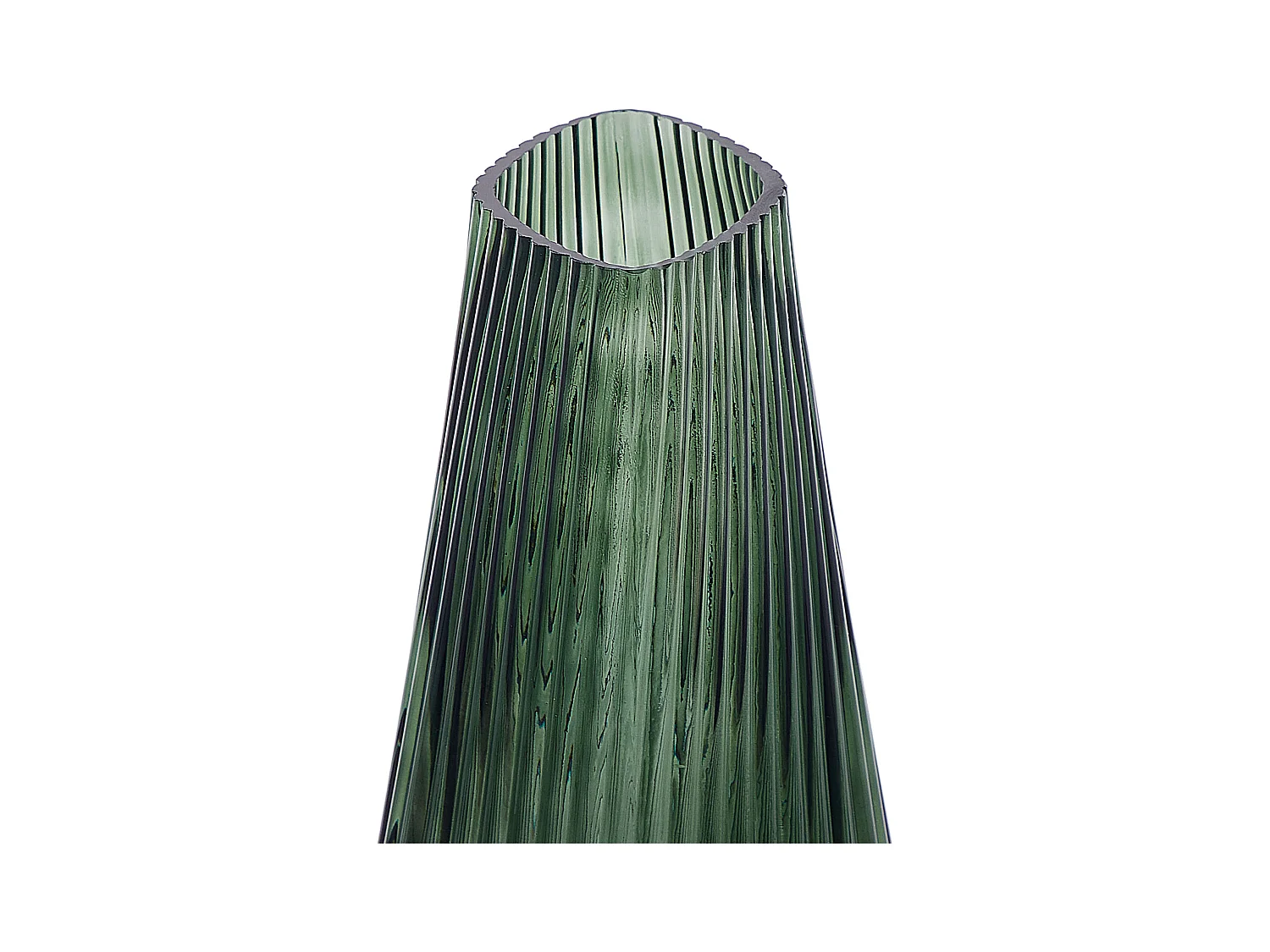 Hohe Deko Blumenvase Glas grün 26 cm mit Rillen breiter Öffnung Modern Marpissa