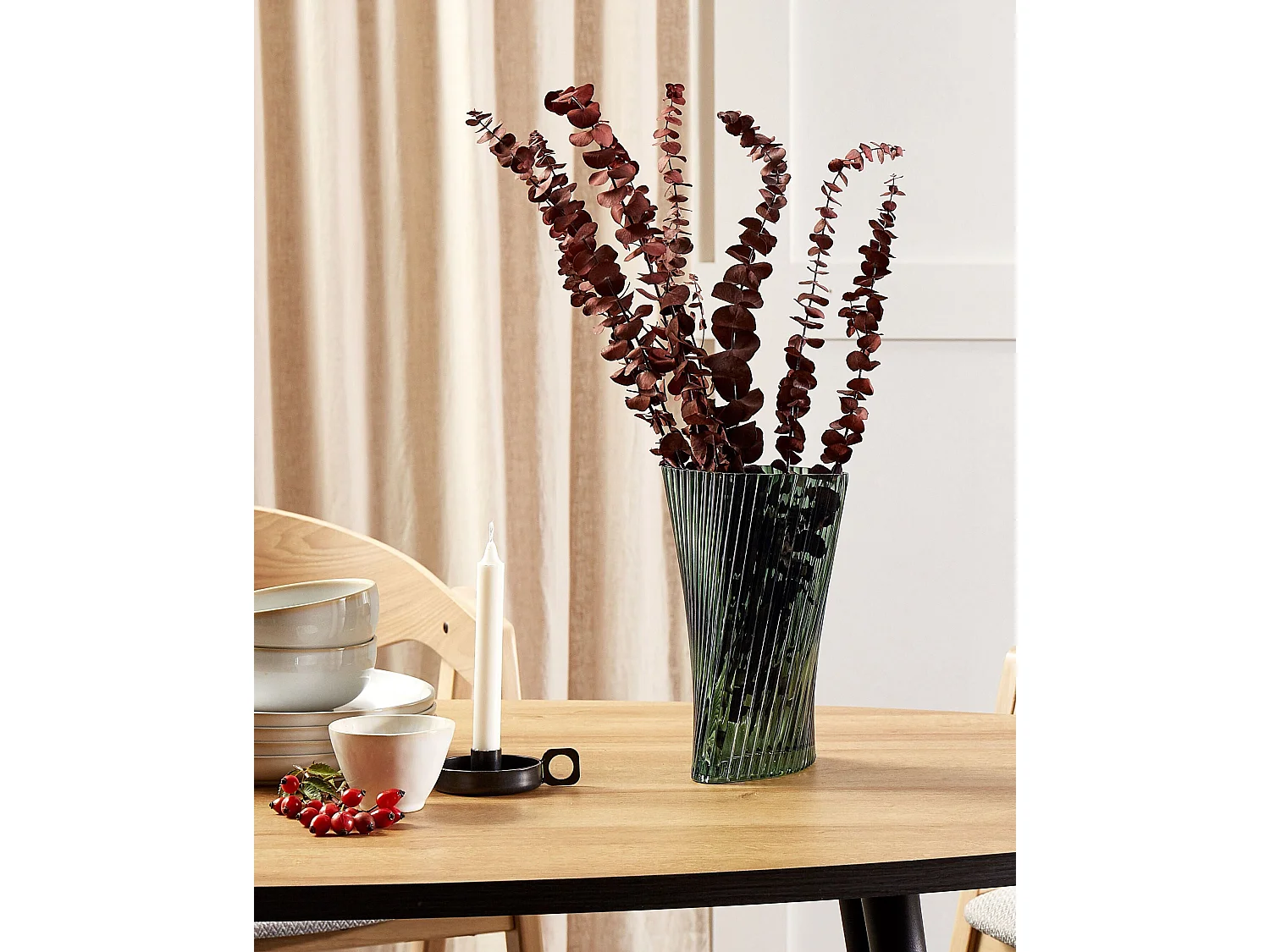 Blumenvase MARPISSA Glas 26 cm Dunkelgrün