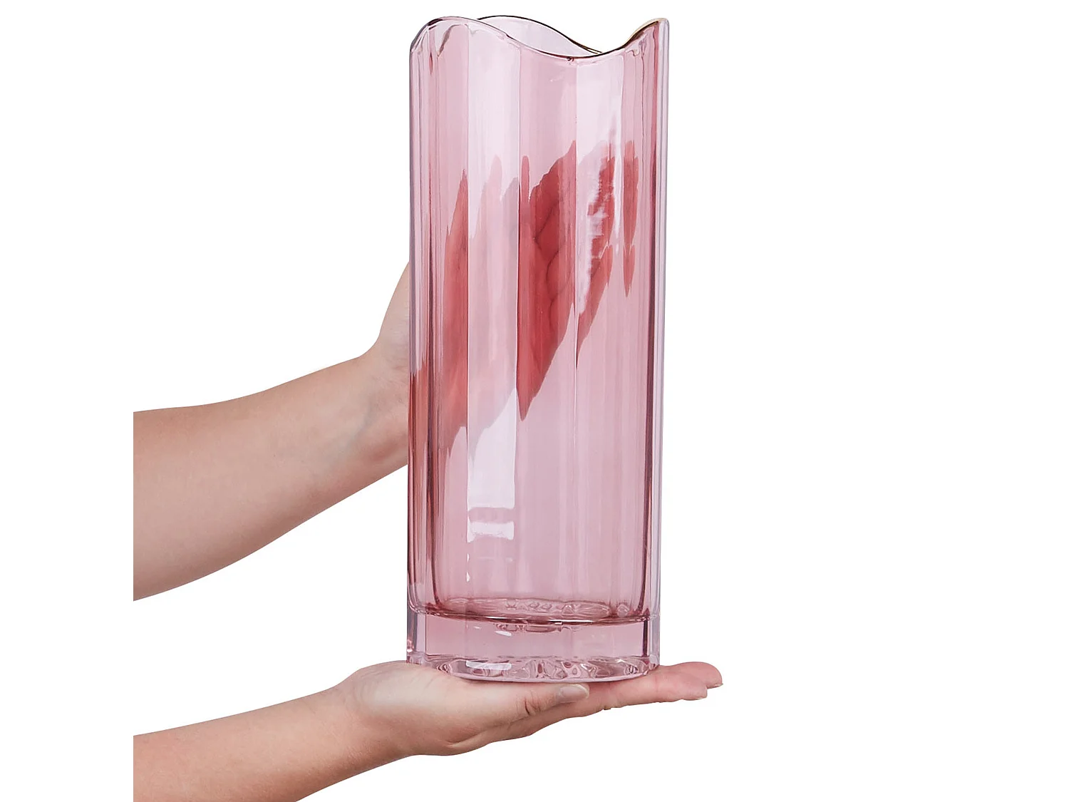 Vase à fleurs PERDIKI Verre 30 cm Rose