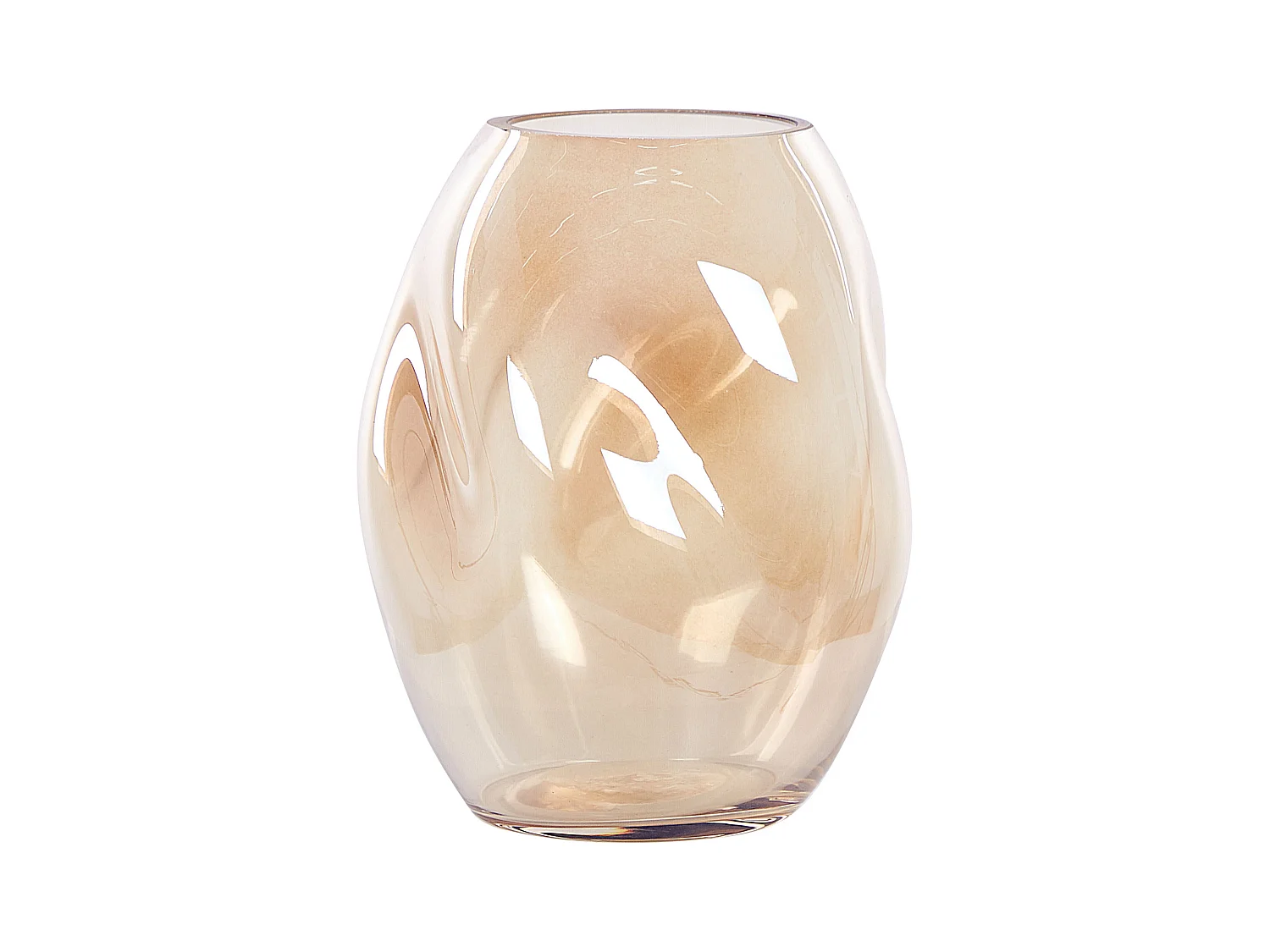 Deko Blumenvase Glas orange 20 cm bauchig geschwungen breite Öffnung Gerakini