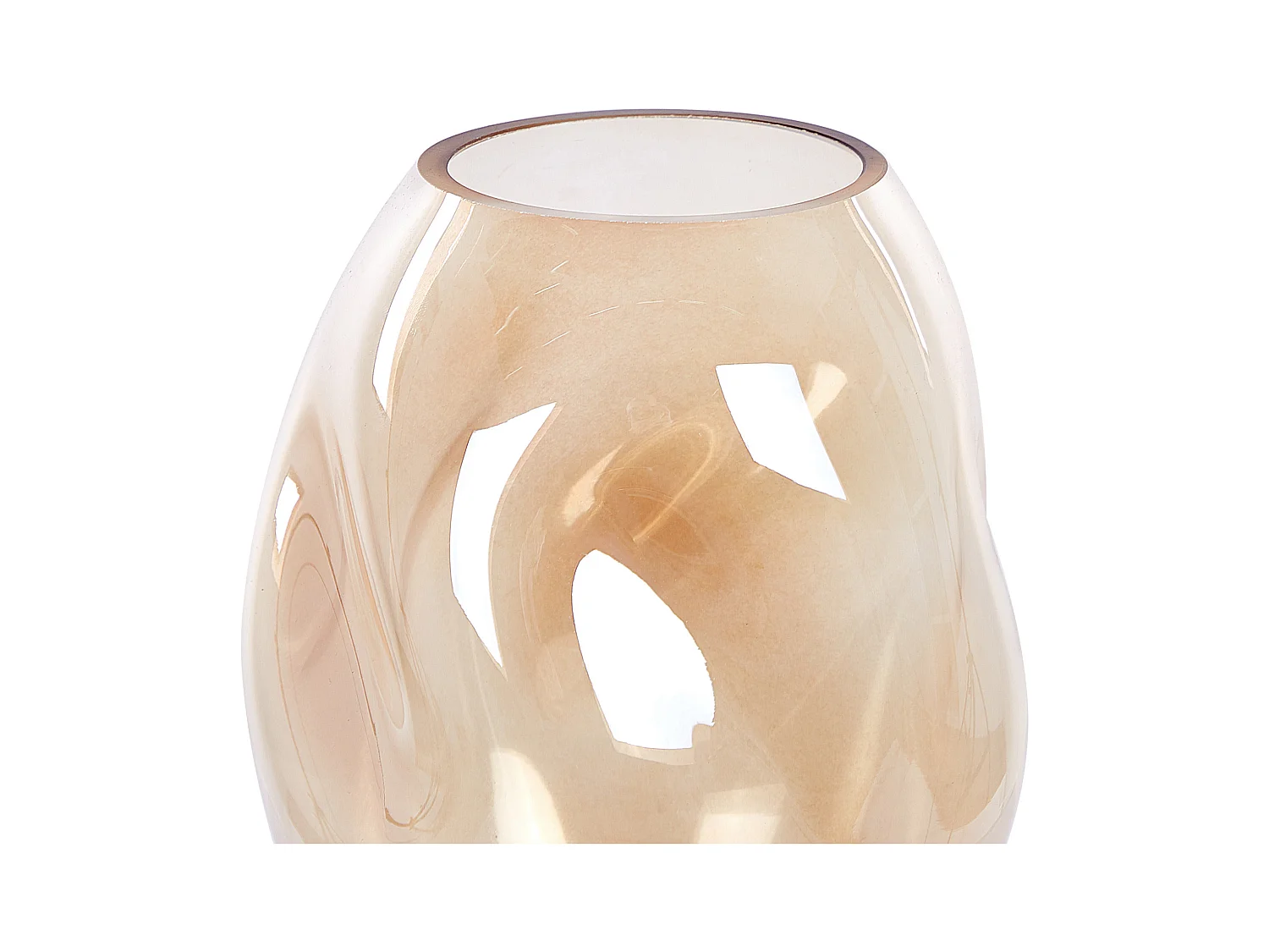 Deko Blumenvase Glas orange 20 cm bauchig geschwungen breite Öffnung Gerakini