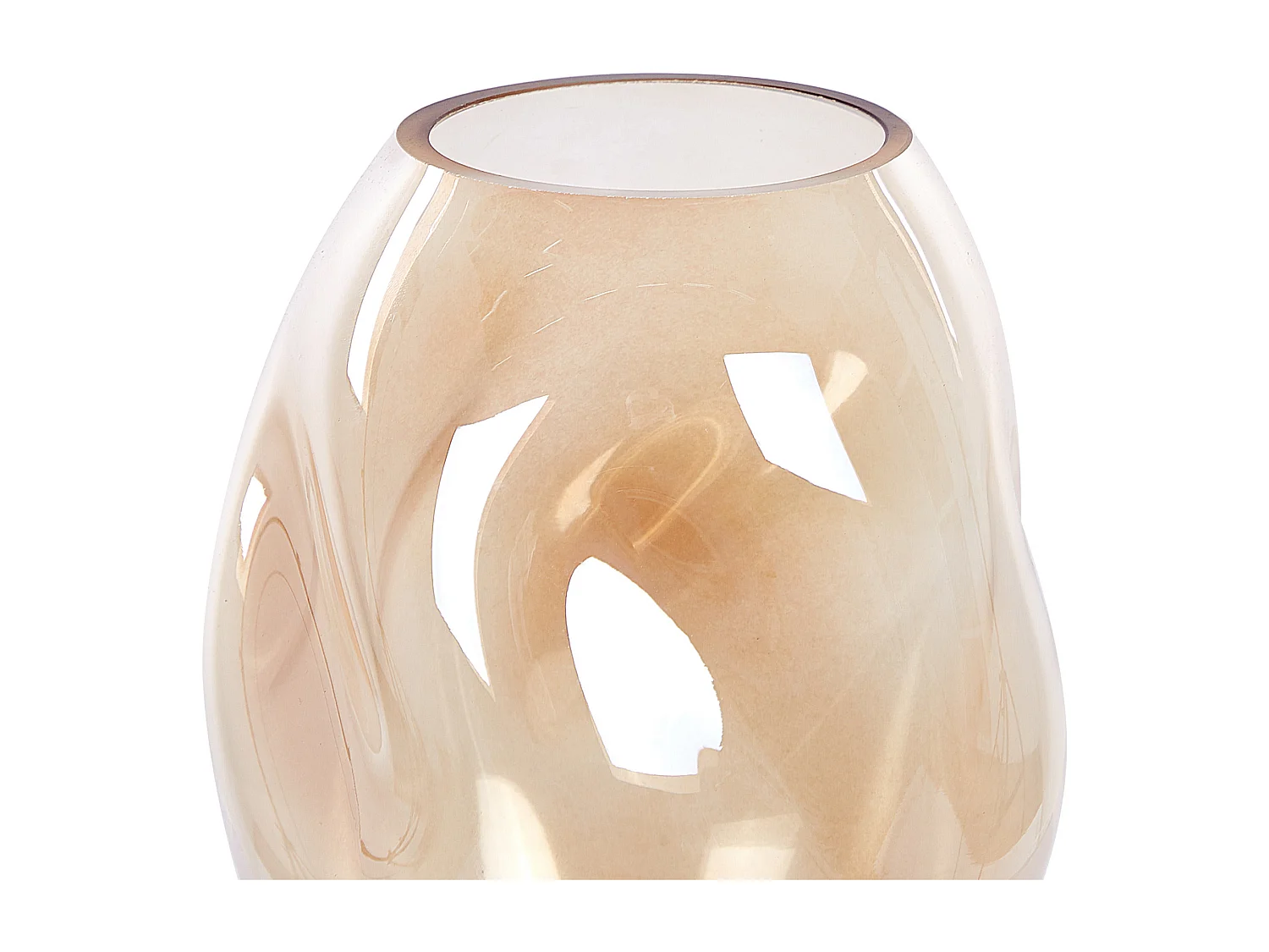 Deko Blumenvase Glas orange 20 cm bauchig geschwungen breite Öffnung Gerakini