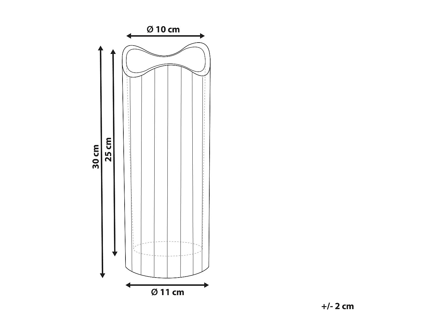 Deko Blumenvase Glas grau 30 cm mit Struktur breiter Öffnung Goldrand Prediki
