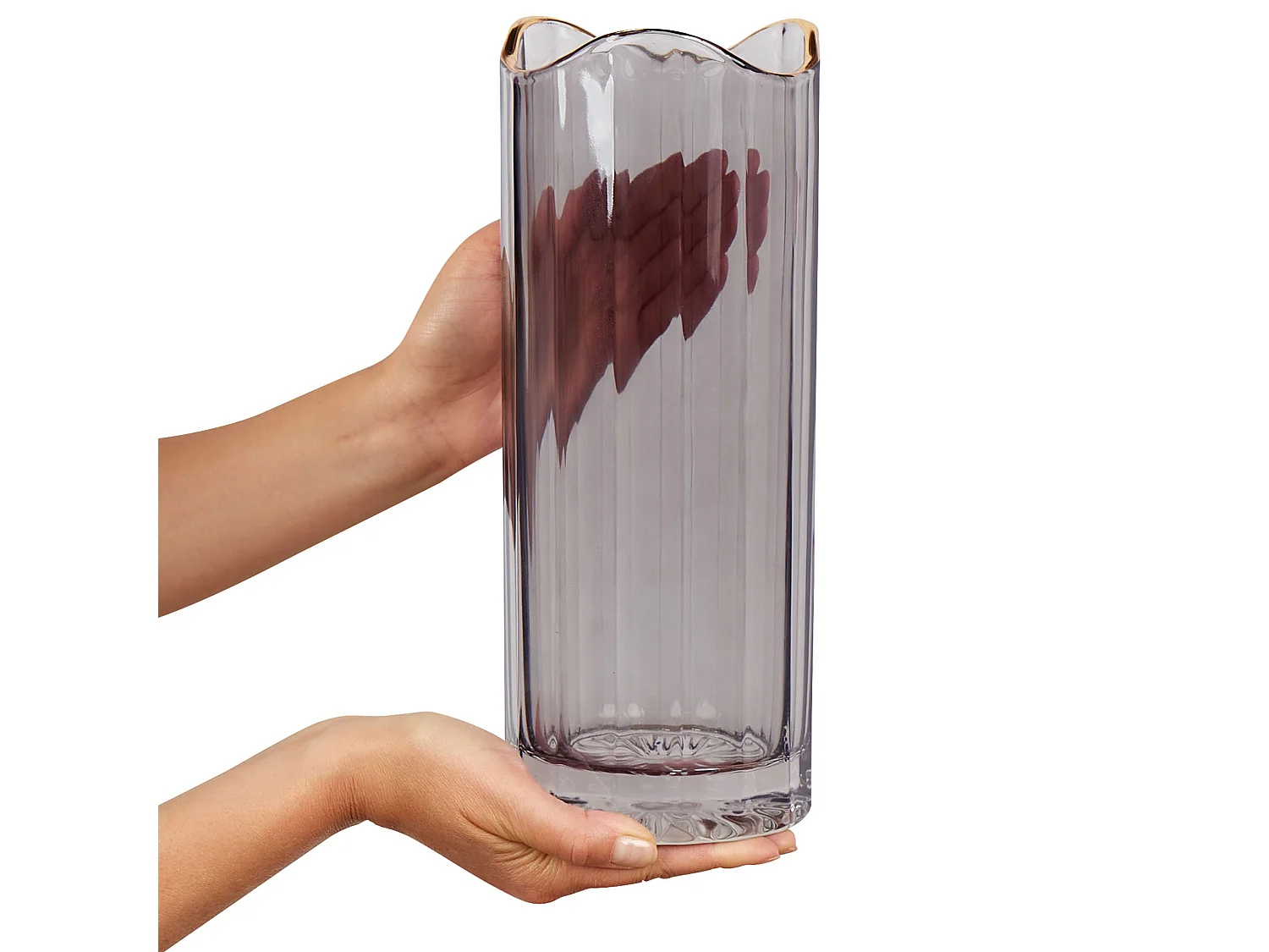 Vase à fleurs PERDIKI Verre 30 cm Gris