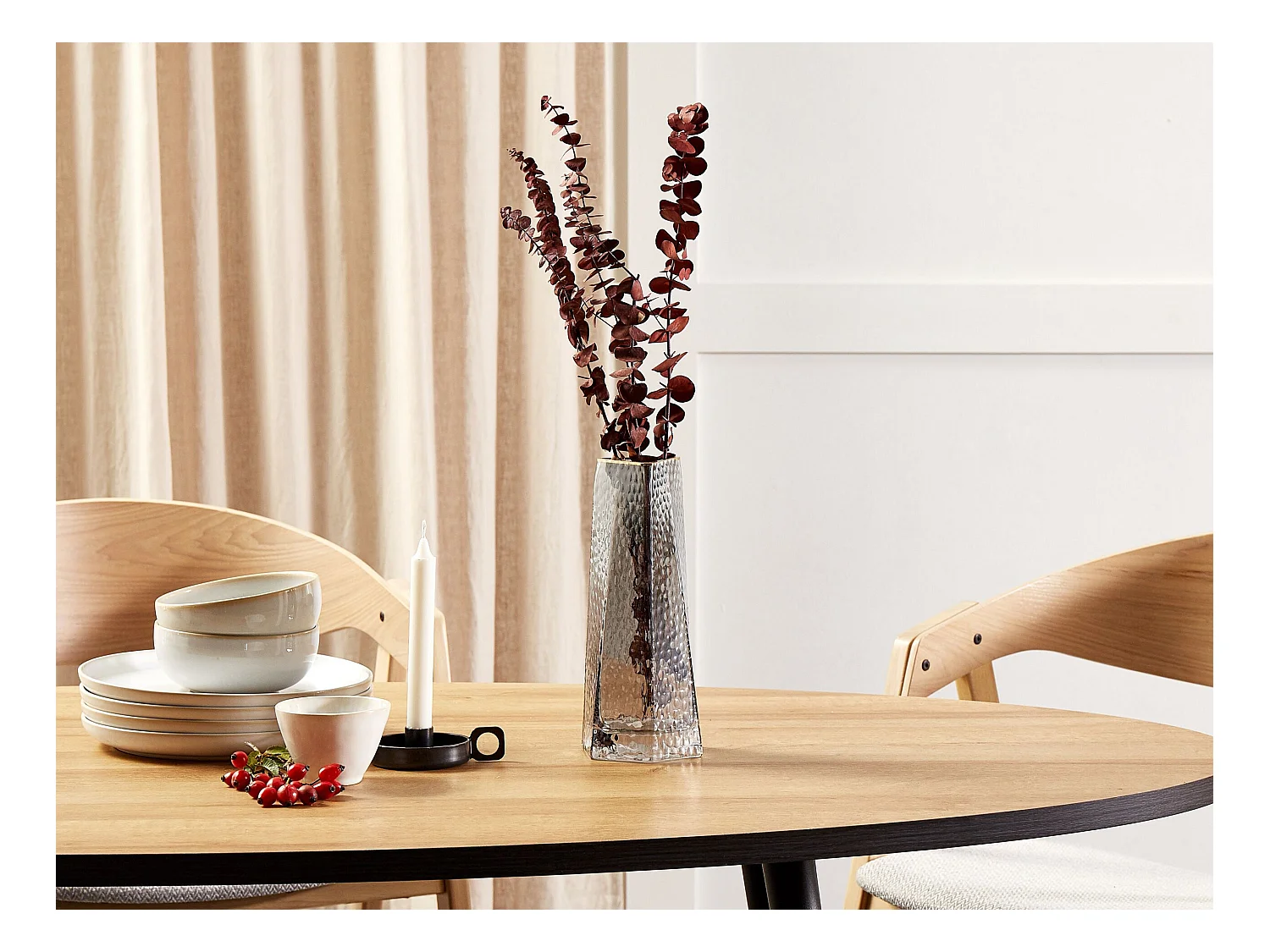 Jarrón para flores LILAIA Vidrio 27 cm Gris