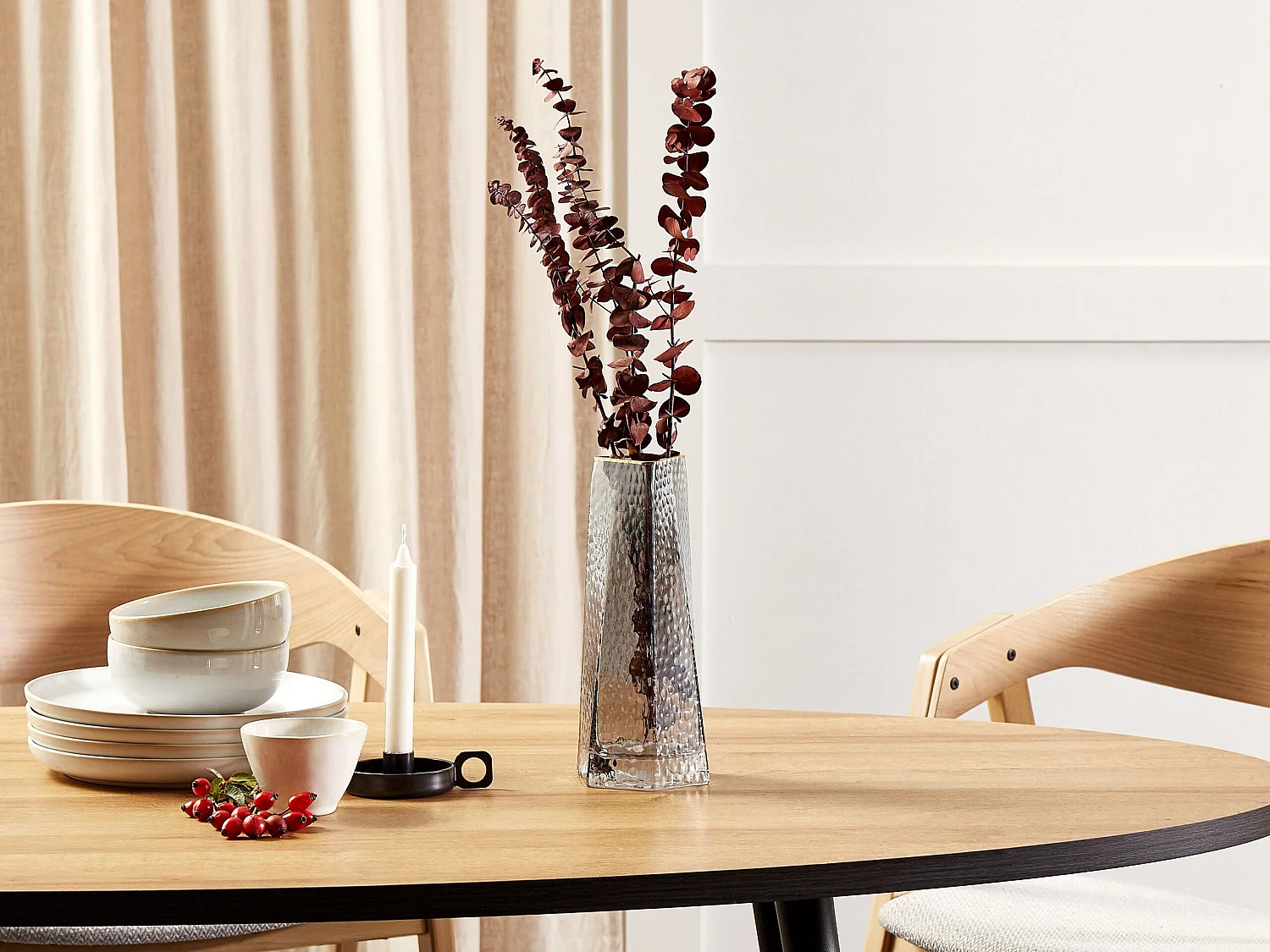 Vase à fleurs LILAIA Verre 27 cm Gris