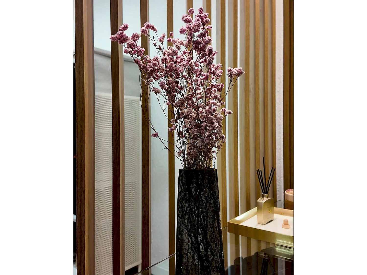 Blumenvase LILAIA Glas 27 cm Grau