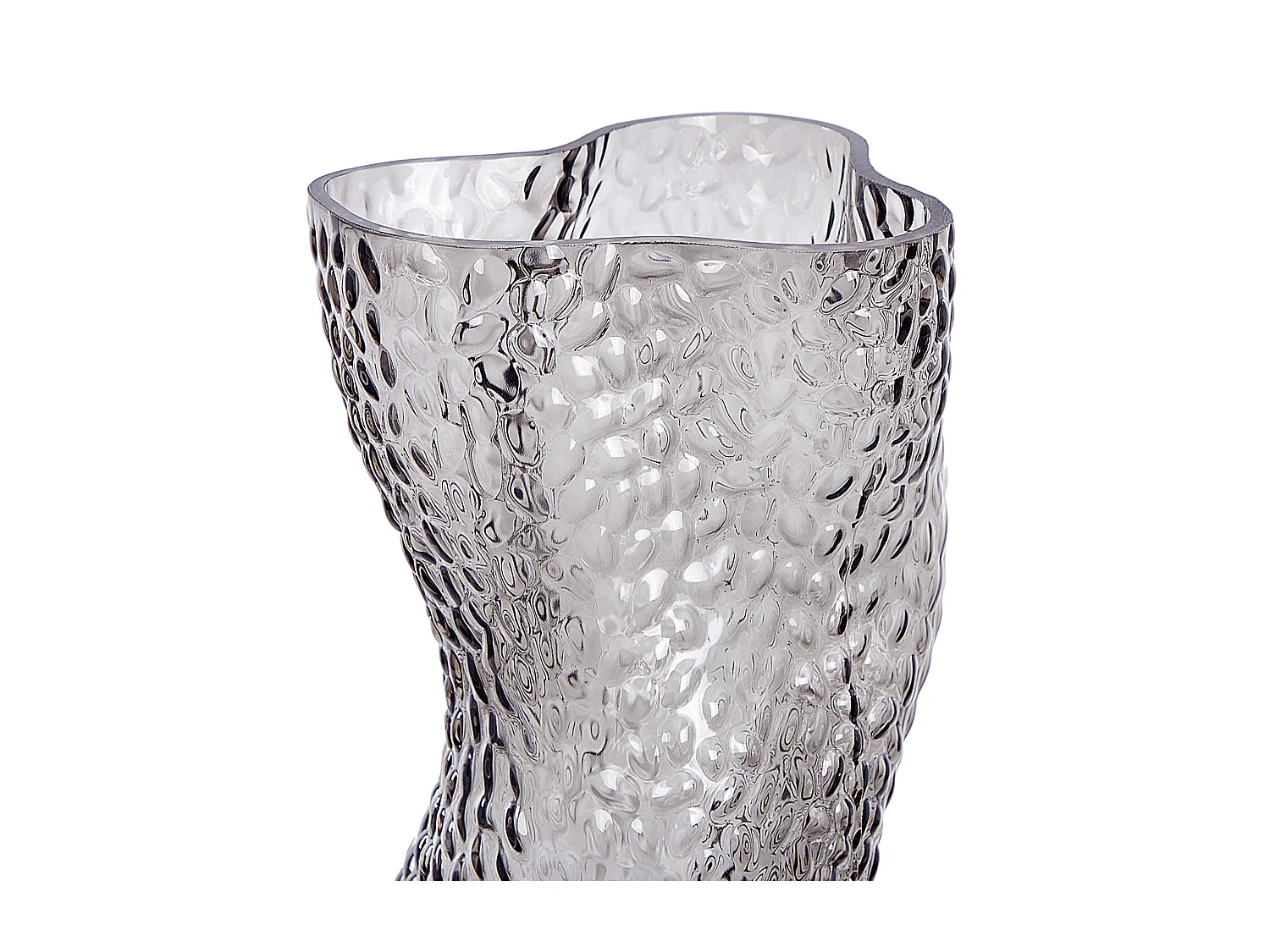 Hohe Deko Blumenvase Glas grau 31 cm geschwungen breite Öffnung Struktur Dytiko