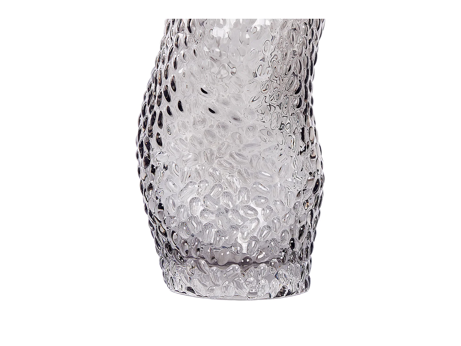 Hohe Deko Blumenvase Glas grau 31 cm geschwungen breite Öffnung Struktur Dytiko