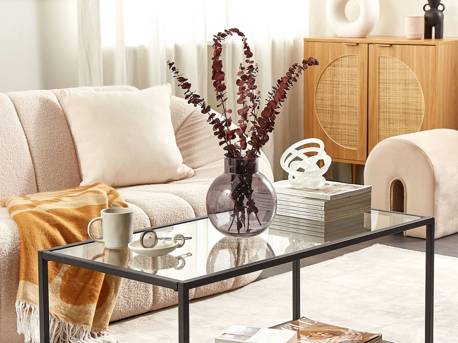 Blumenvase POLYDROSOS Glas 22 cm Grau