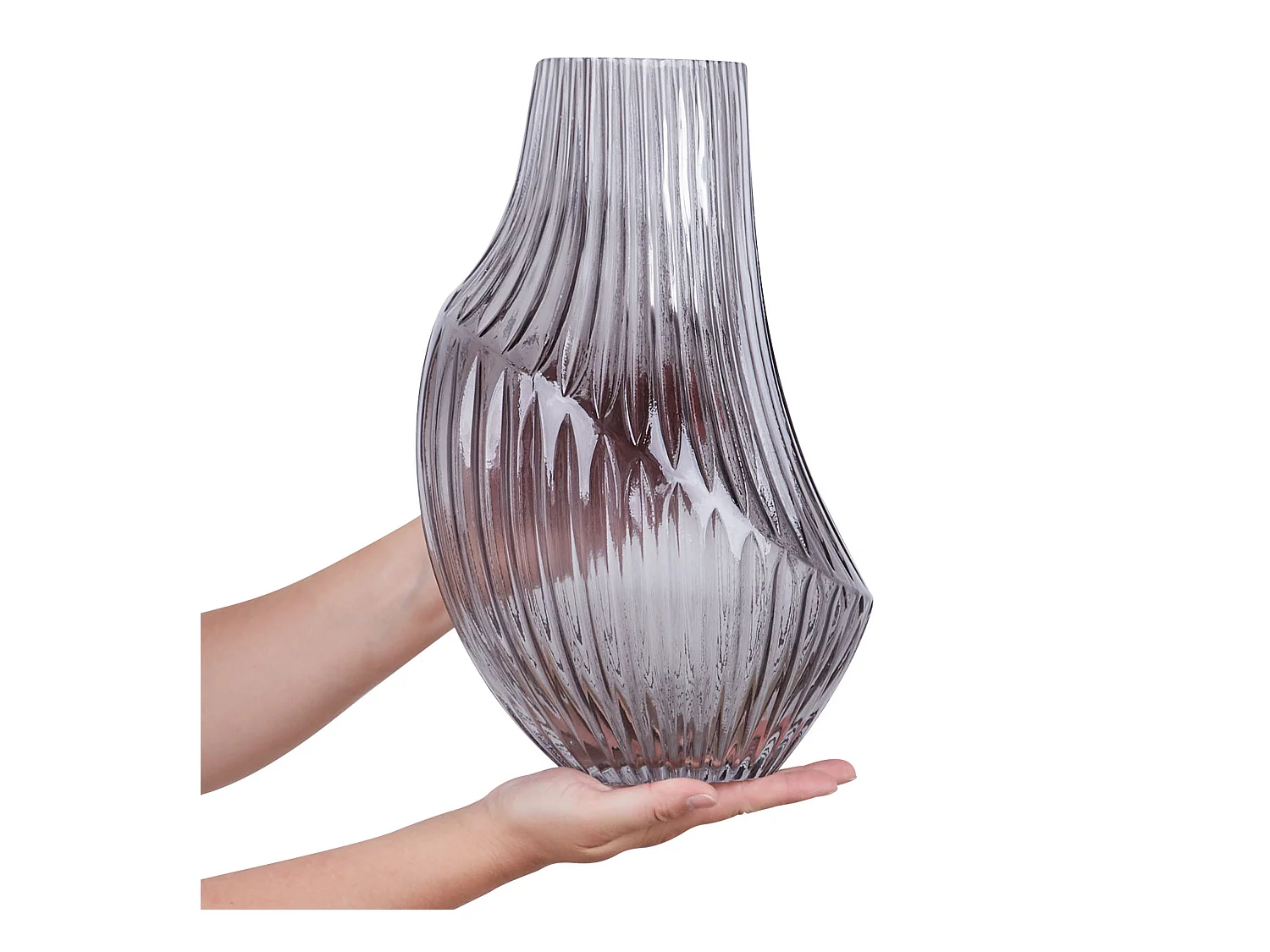 Blumenvase MYRSINA Glas 36 cm Grau