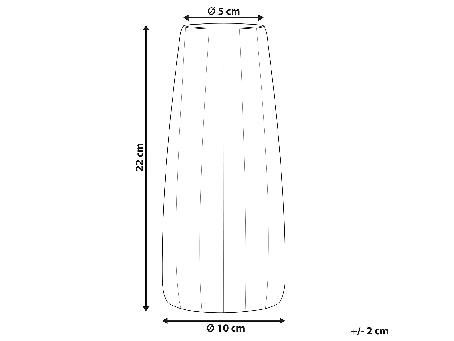 Hohe Deko Blumenvase Glas orange 22 cm Rillen-Struktur breite Öffnung Okatonia