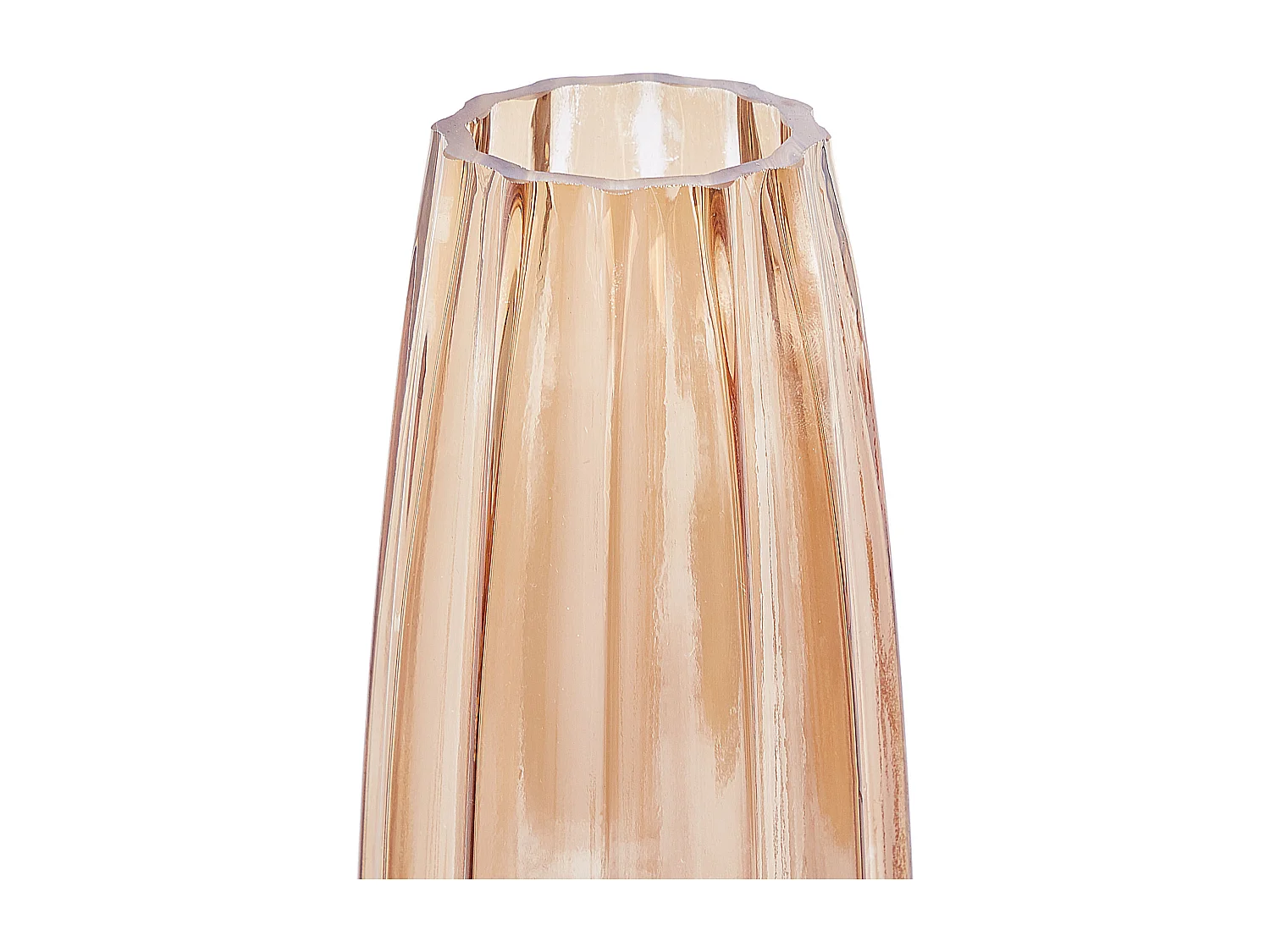 Hohe Deko Blumenvase Glas orange 22 cm Rillen-Struktur breite Öffnung Okatonia