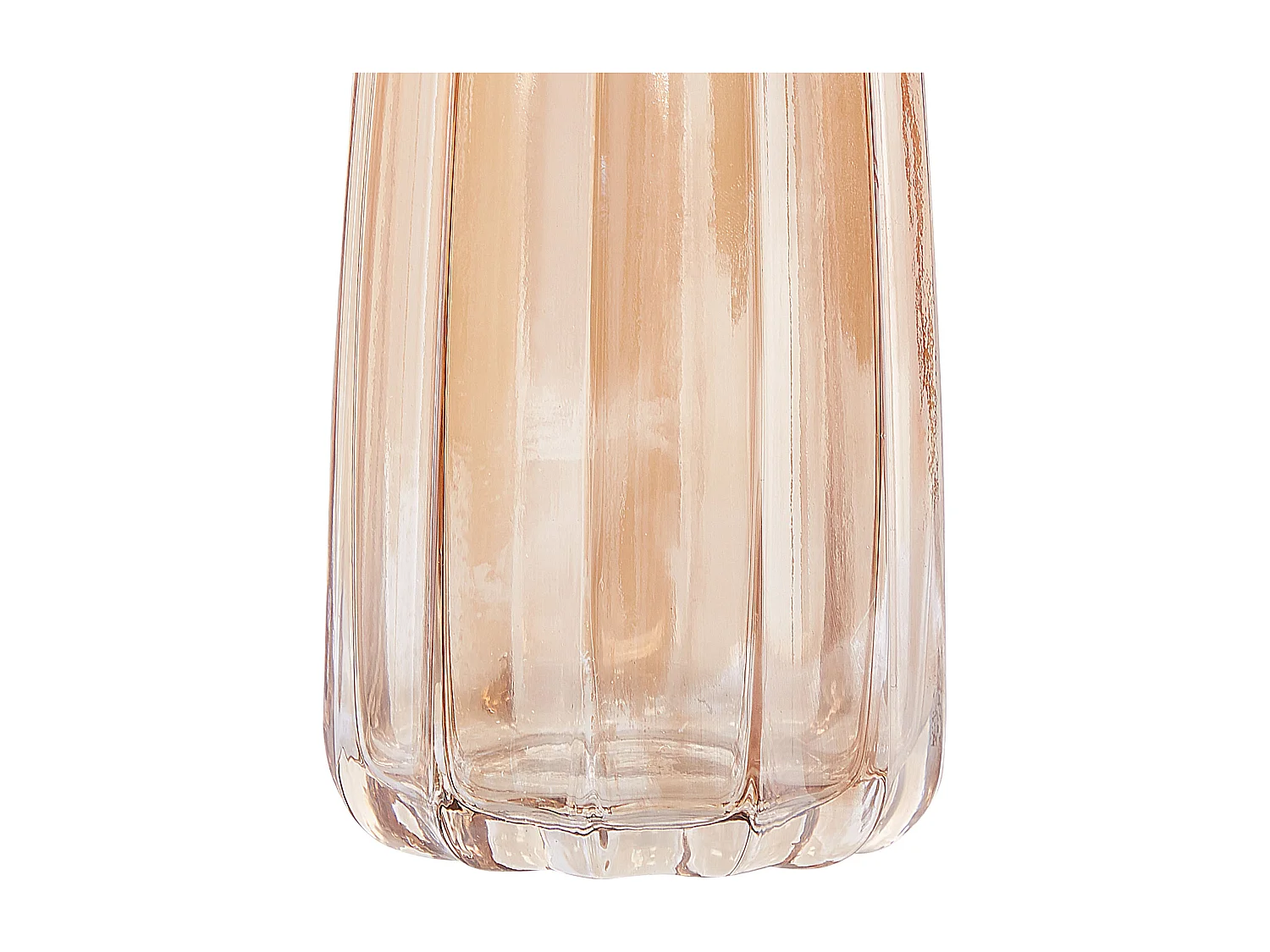 Hohe Deko Blumenvase Glas orange 22 cm Rillen-Struktur breite Öffnung Okatonia