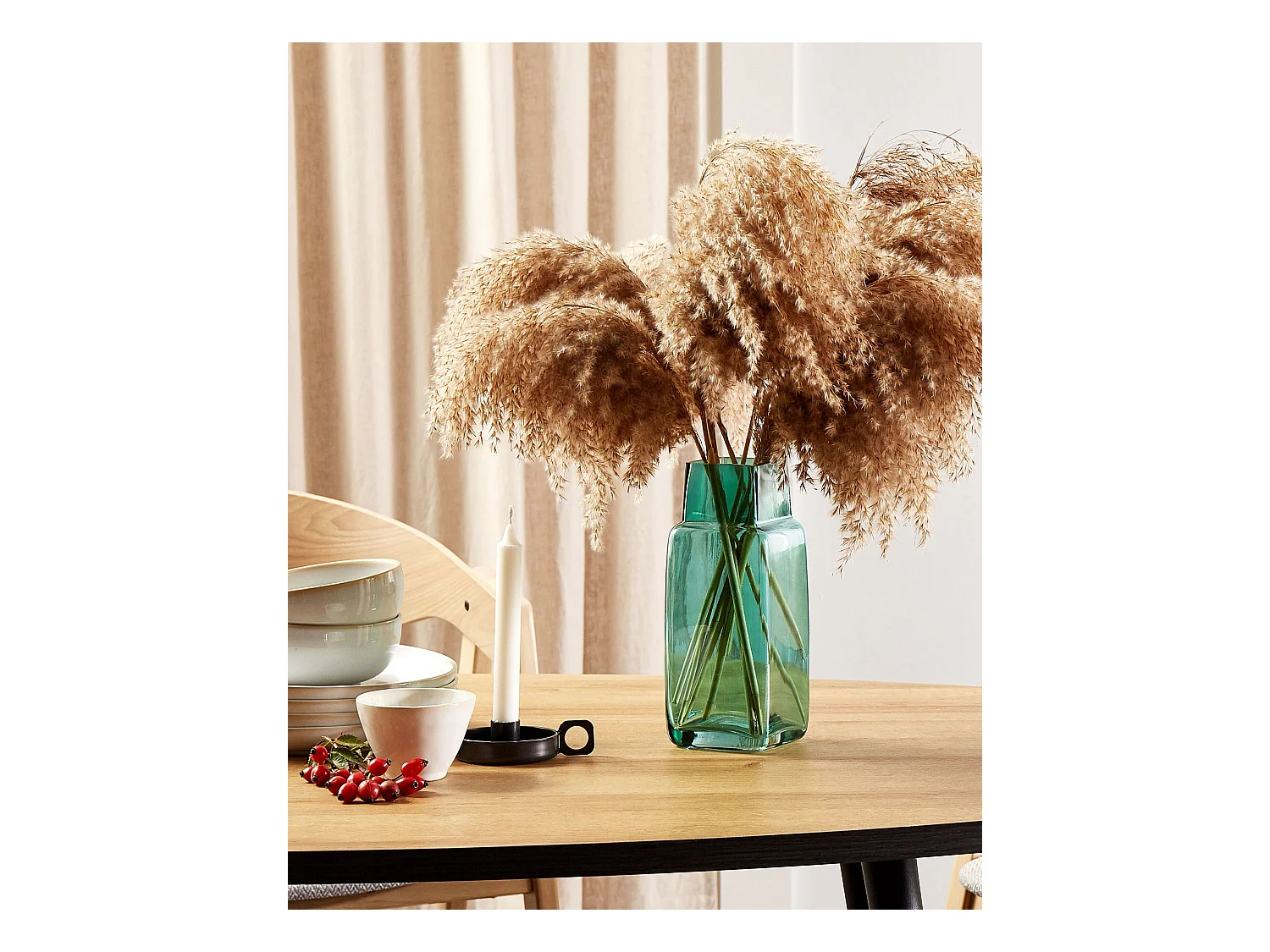 Blumenvase MERBAKA Glas 26 cm Smaragdgrün