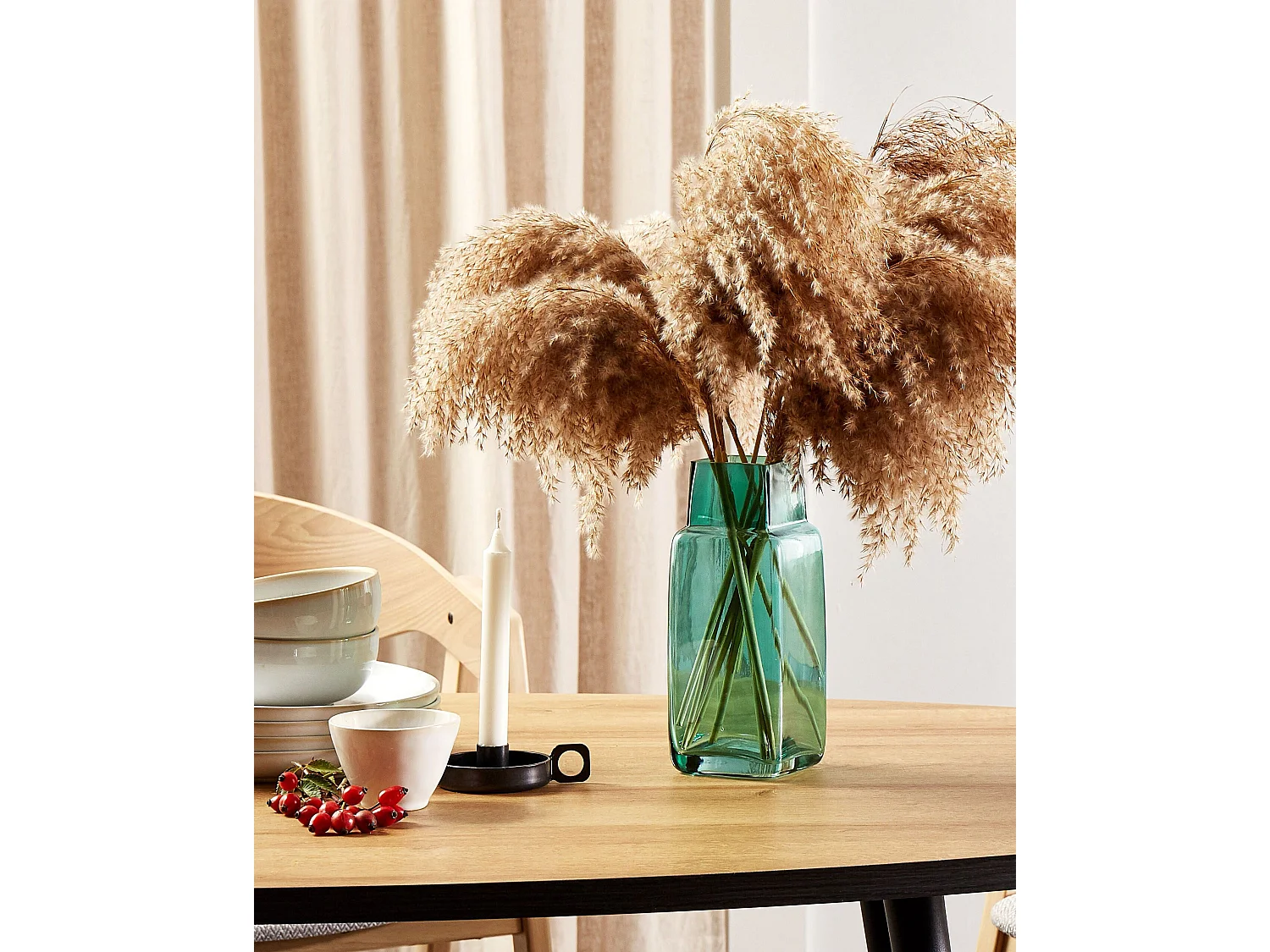 Bloemenvaas MERBAKA Glas 26 cm Smaragdgroen