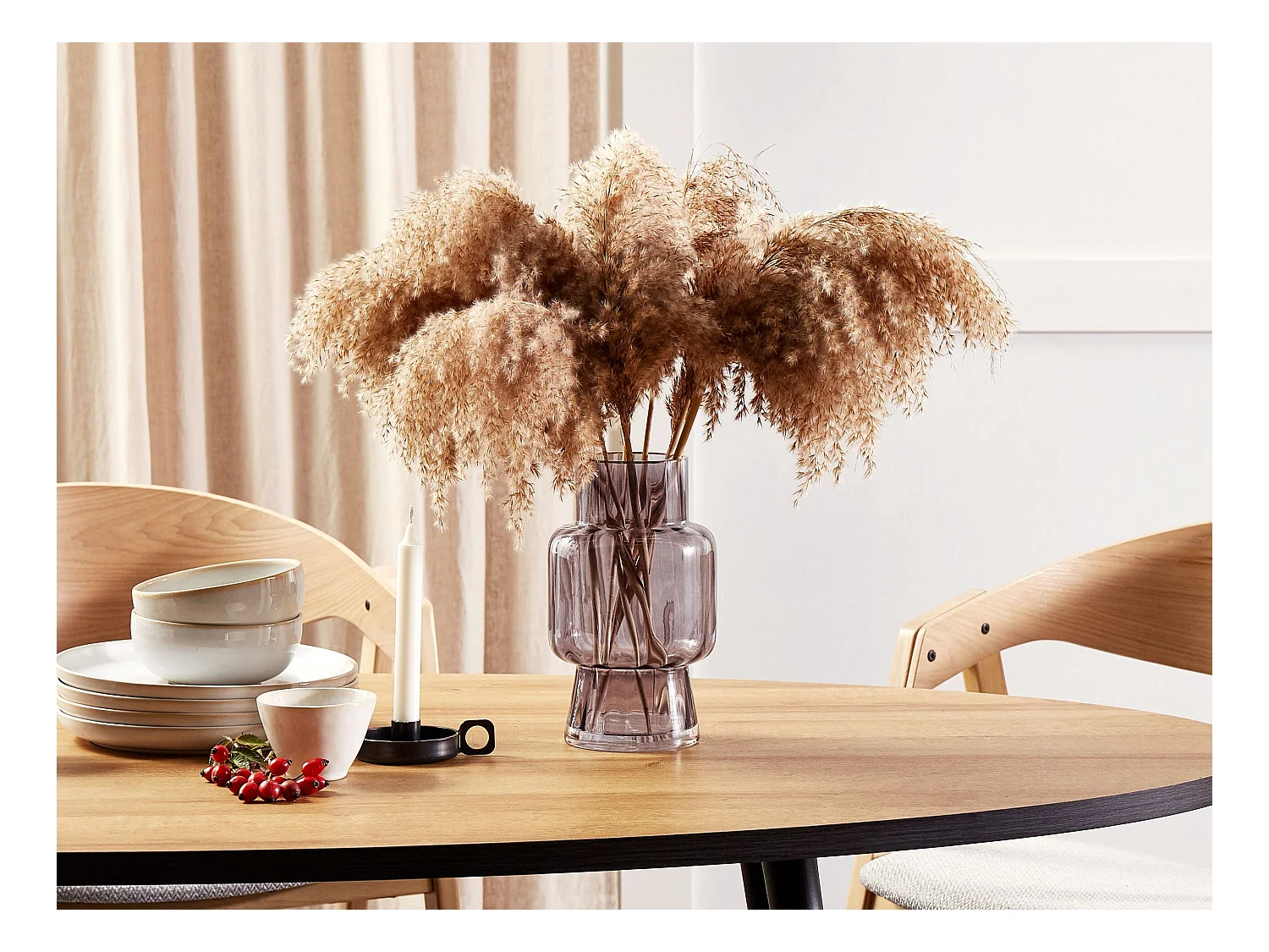 Blumenvase MEGALO Glas 26 cm Grau