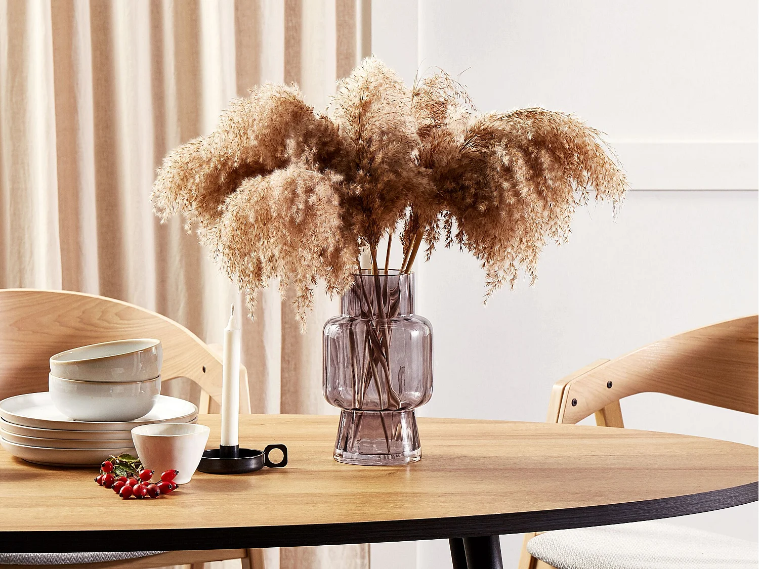 Jarro de flores MEGALO Vidro 26 cm Cinzento