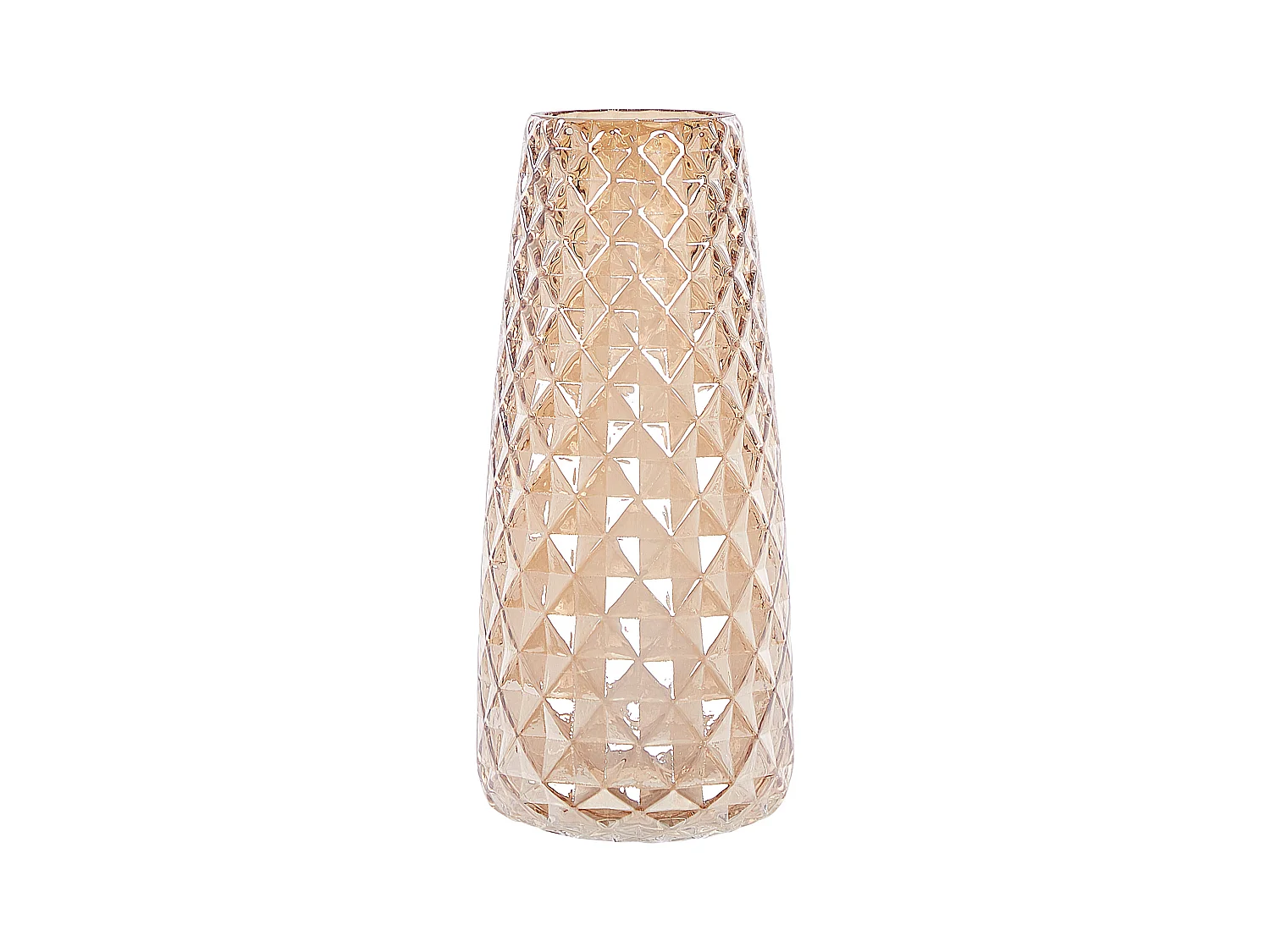 Hohe Deko Blumenvase Glas orange 23 cm mit Struktur breiter Öffnung Pacheia