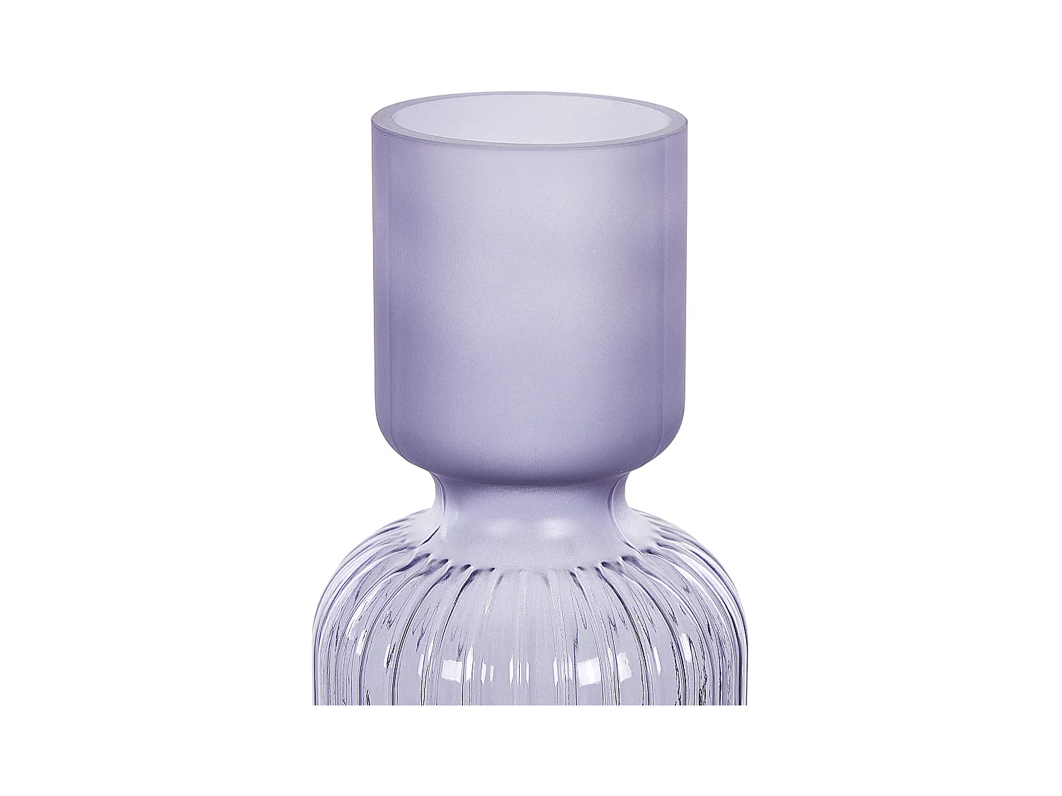 Hohe Deko Blumenvase Glas violett 31 cm mit Rillen schmalem Hals Modern Tragana