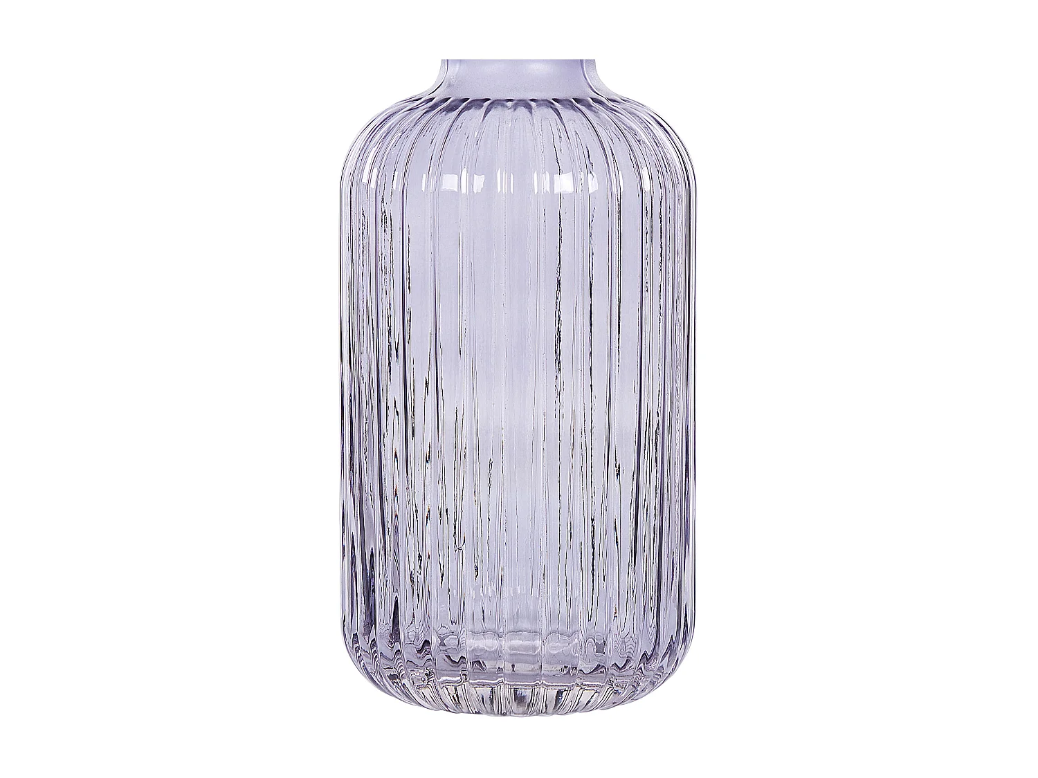 Hohe Deko Blumenvase Glas violett 31 cm mit Rillen schmalem Hals Modern Tragana