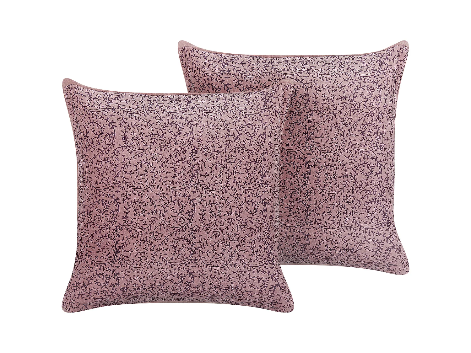 Lot de 2 coussins décoratifs ROMNEYA Velours 45 x 45 cm Rose Motif floral
