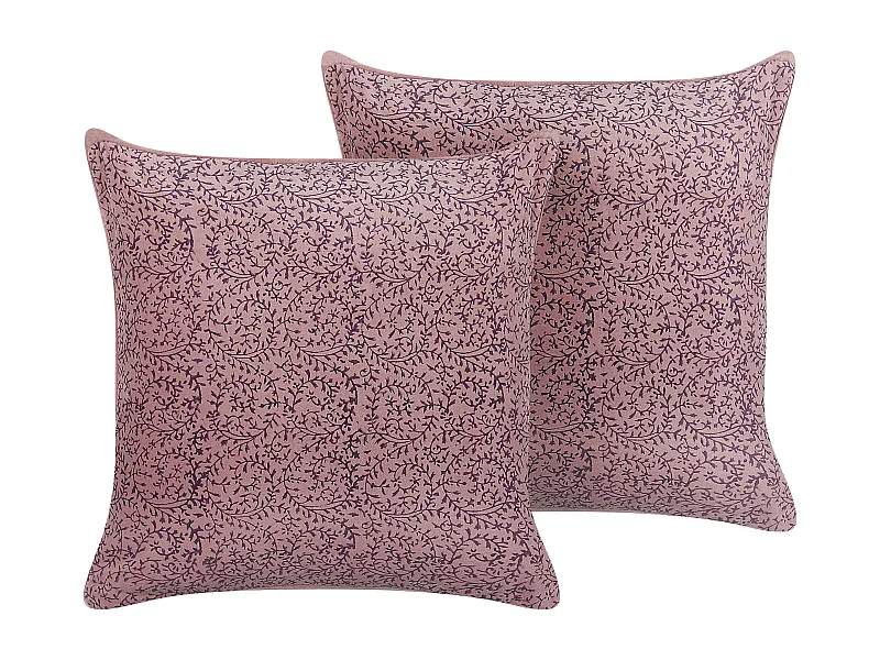 Set di 2 cuscini ROMNEYA Velluto 45 x 45 cm Rosa Trama floreale