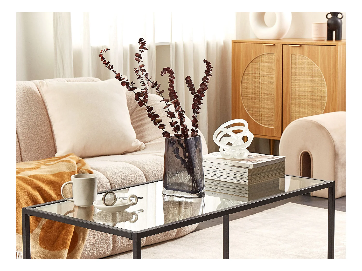 Blumenvase MITATA Glas 20 cm Grau