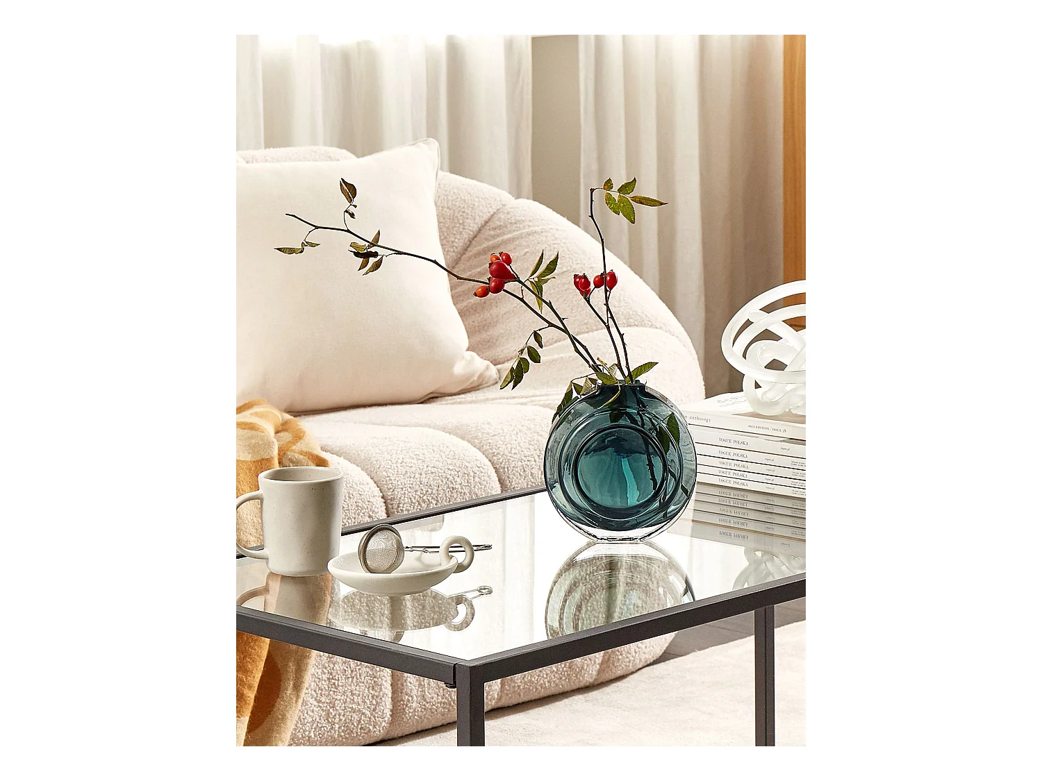 Wazon na kwiaty KAPELI Szkło 15 cm Turkusowy