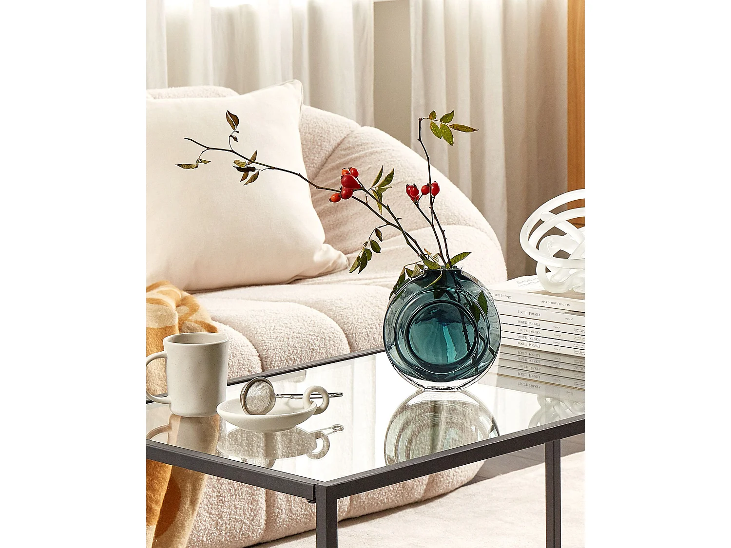 Jarro de flores KAPELI Vidro 15 cm Turquesa