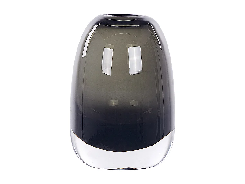 Deko Blumenvase Glas grau / transparent 18 cm bauchig mit schmaler Öffnung Fyska