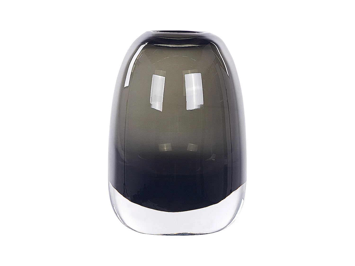 Deko Blumenvase Glas grau / transparent 18 cm bauchig mit schmaler Öffnung Fyska