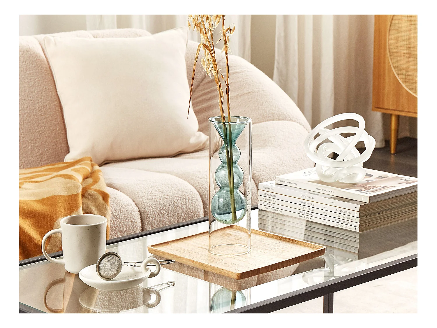 Jarro de flores KALOCHI Vidro 27 cm Turquesa