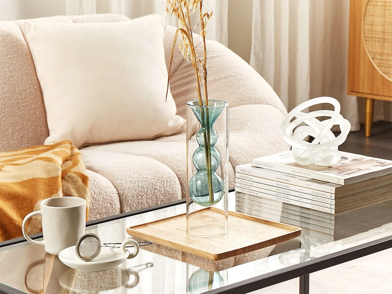 Jarrón para flores KALOCHI Vidrio 27 cm Turquesa