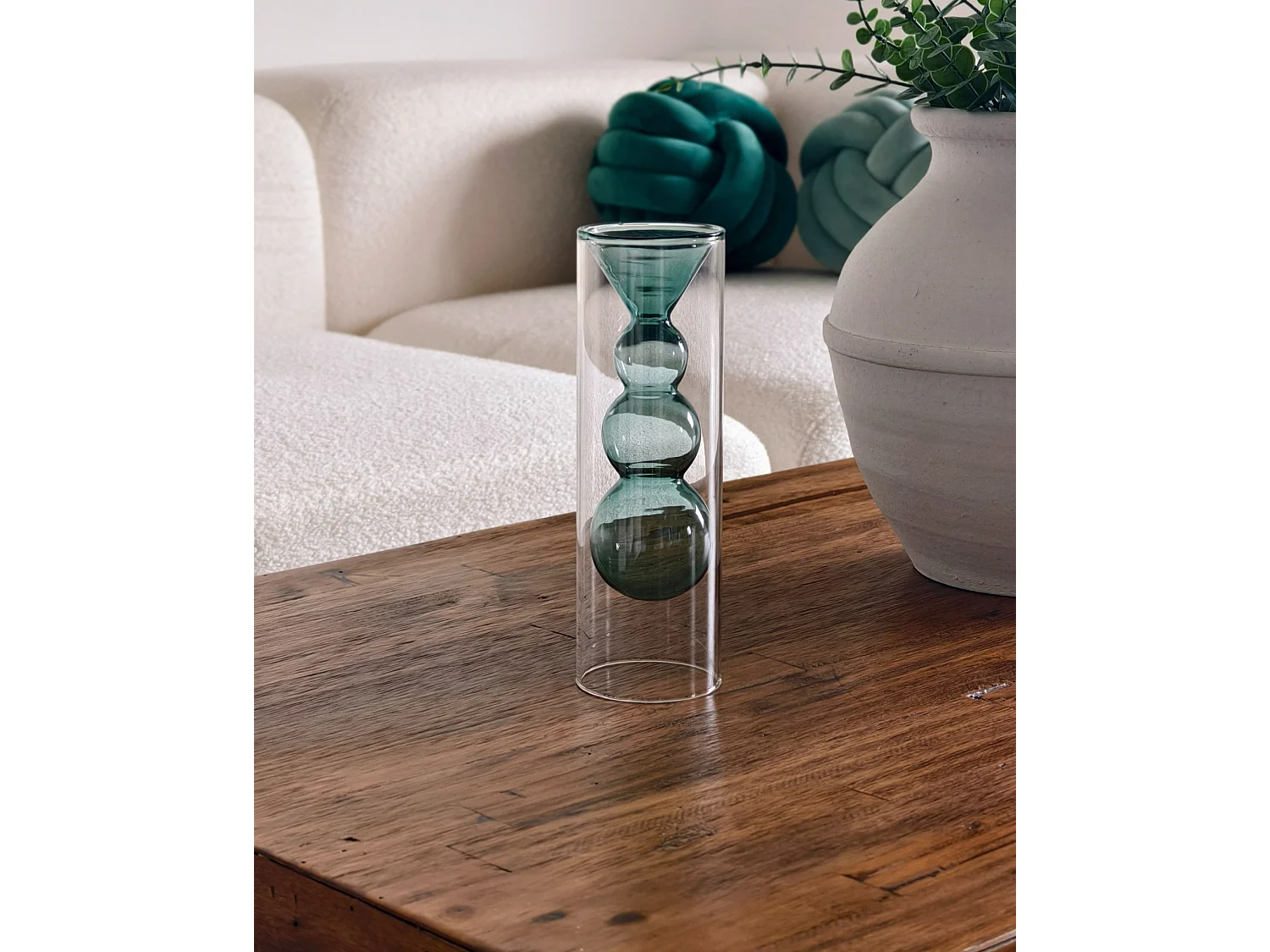 Blumenvase KALOCHI Glas 27 cm Türkis