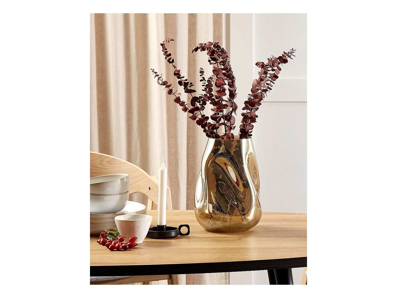 Bloemenvaas IMEROS Glas 27 cm Goudbruin