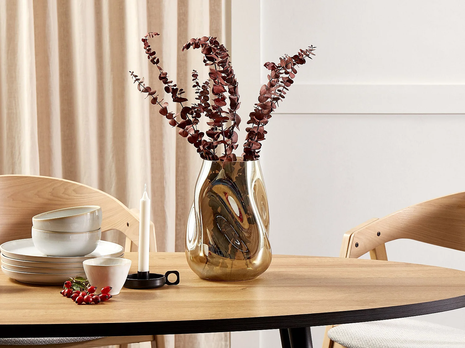 Bloemenvaas IMEROS Glas 27 cm Goudbruin