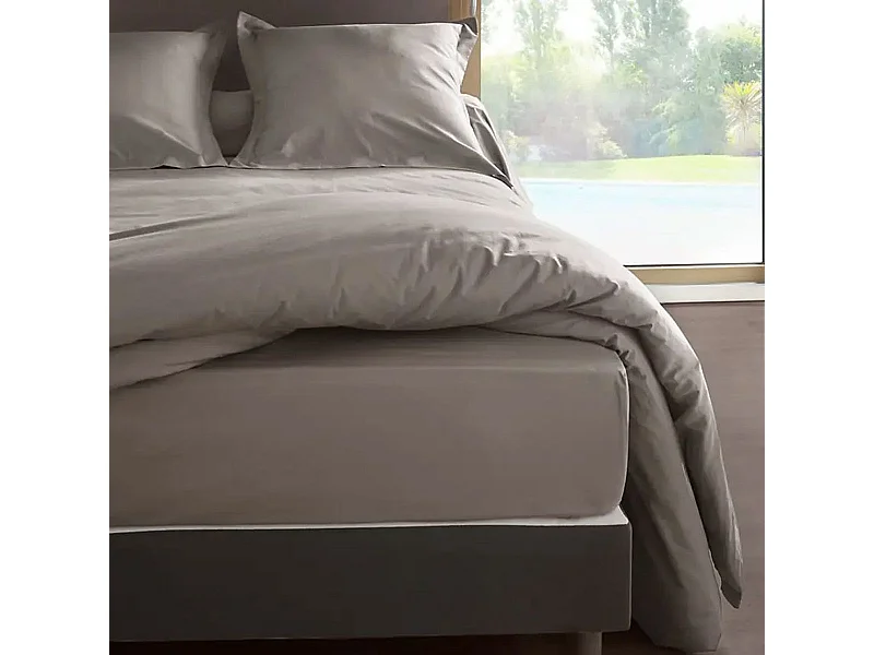 Housse de couette Cendre en percale de coton 80 fils 240x220 cm