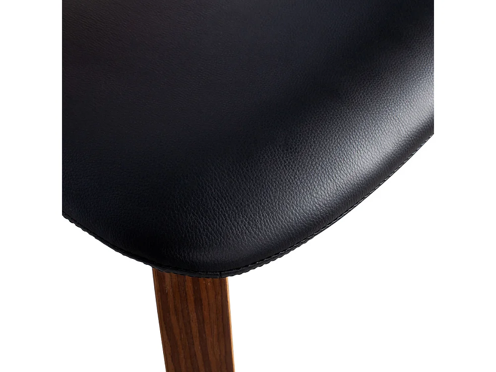 CHARLES - Chaise simili cuir noir et bois Noyer