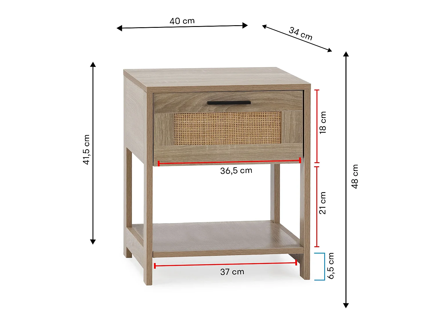 Mesa de cabeceira Dalia 1 gaveta cor carvalho