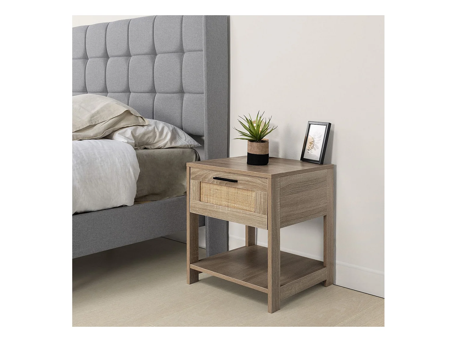 Mesa de cabeceira Dalia 1 gaveta cor carvalho