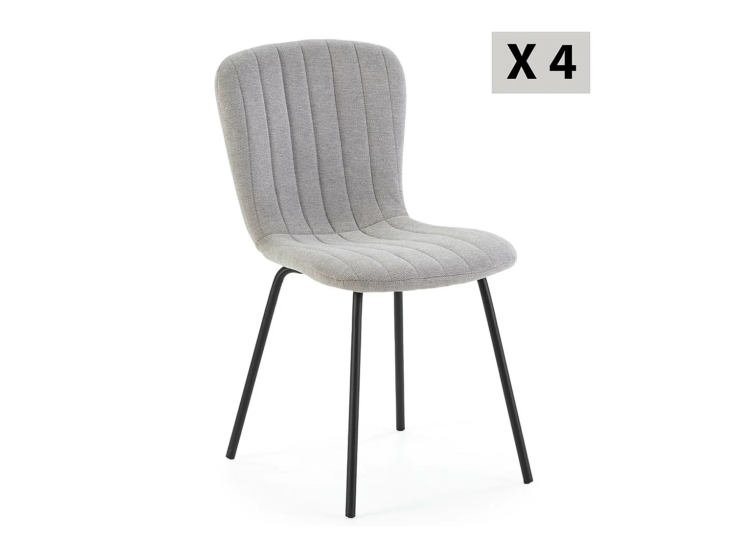 Pack 4 chaises Lucky recouvertes de tissu gris clair