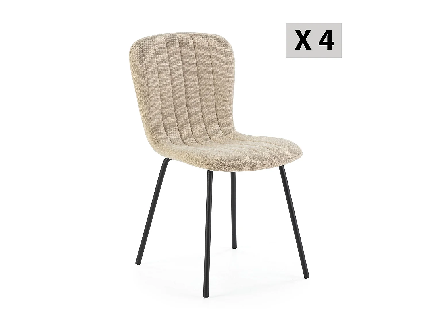 Pack 4 chaises Lucky recouvertes de tissu beige