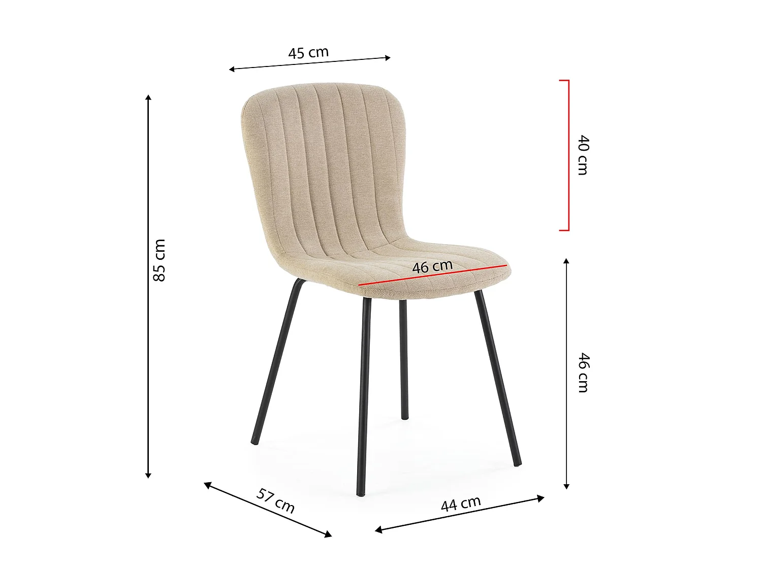 Set van 4 stoelen Lucky gestoffeerd in beige stof.