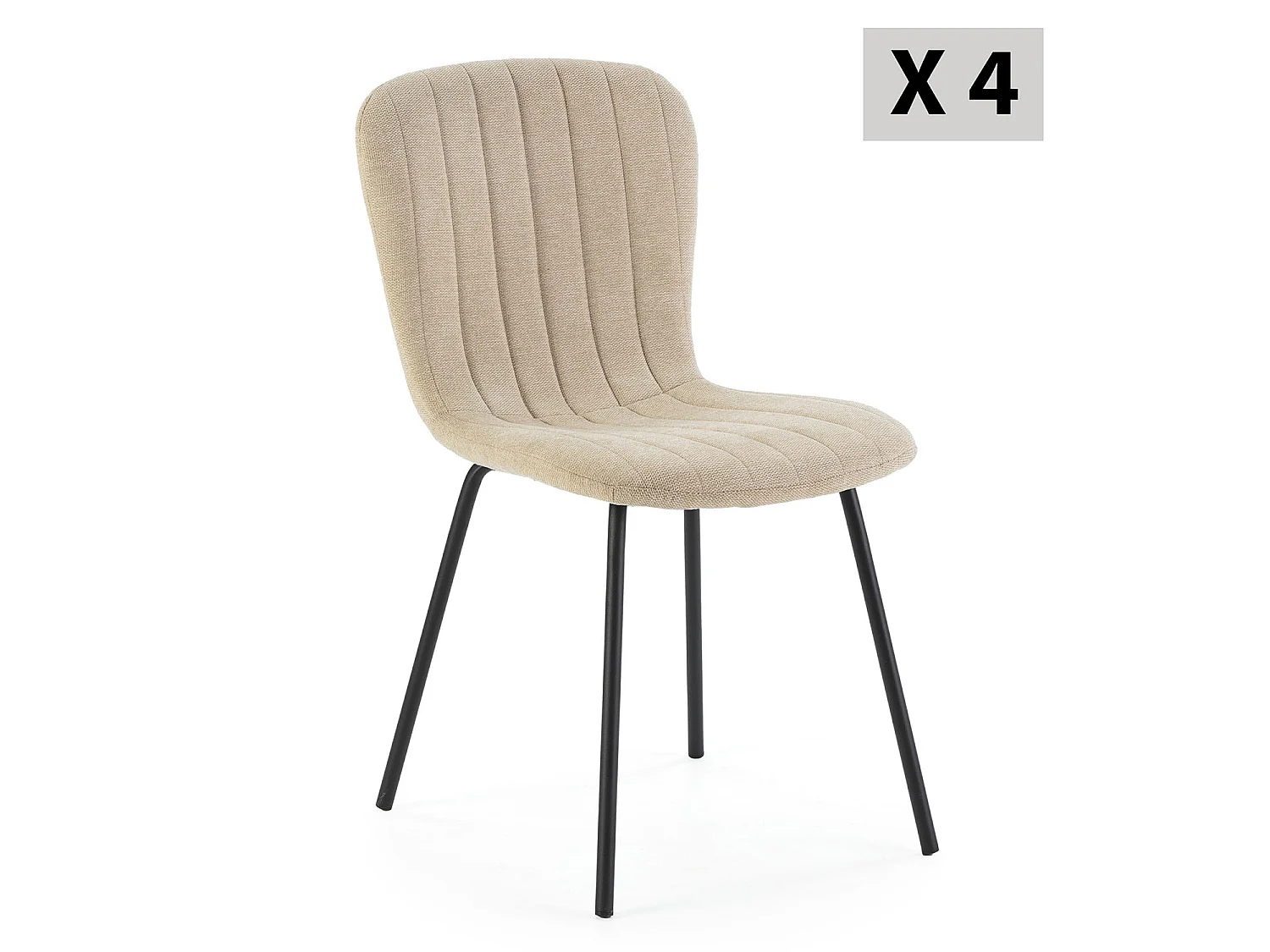 Pack 4 chaises Lucky recouvertes de tissu beige