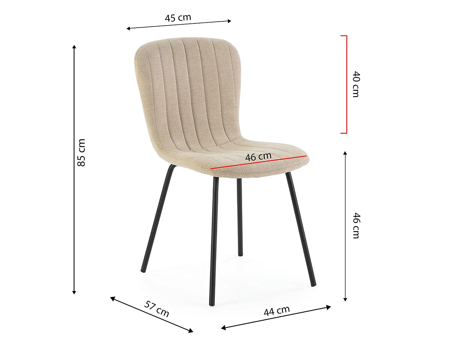 Pack 4 chaises Lucky recouvertes de tissu beige